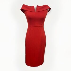 Alice + Olivia Sienna Dress Red‎ Orange Off Shoulder Sheath Size 4
